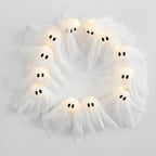 Modern Lit Ghosts Wreath Aesthetic Halloween Home Decor Luxury Wall Decoration Cute Halloween Wall Decors Interior Decorations Lootquake LLC