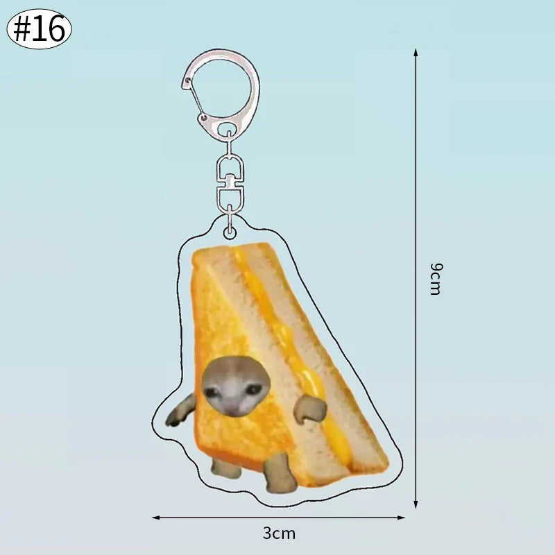 Funny Banana Cat Key Chain Creative Acrylic Happy Cats Schoolbag Pendant Bag Accessories DIY Mobile phone Lanyard Student Gift Lootquake LLC
