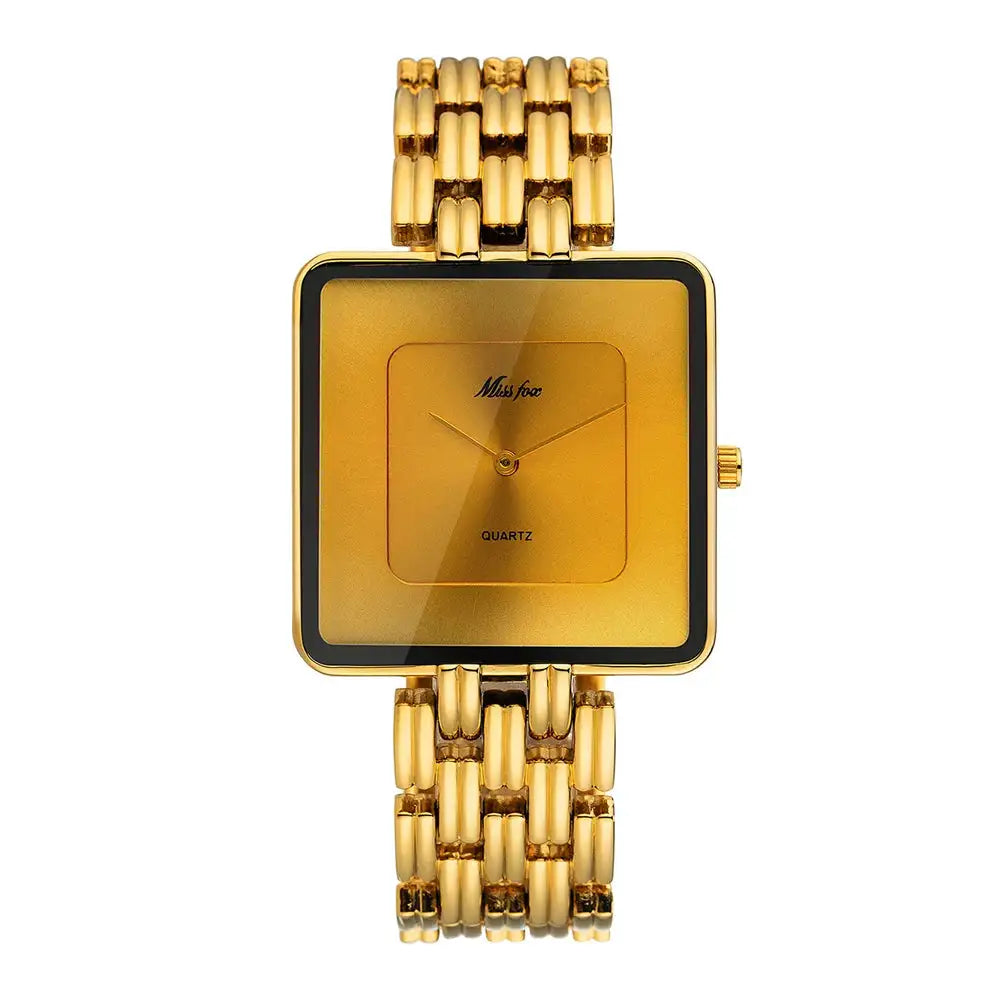 MISSFOX Brand Wristwatch Minimalist Fashion Quartz Watches Classic Design Square Dial Waterproof Stainless Steel Watch For Gift