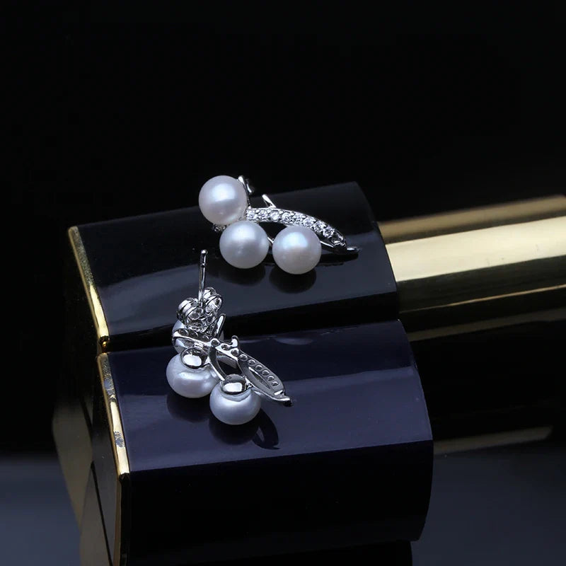Fashion Real 925 Sterling Silver Earrings,Natural Freshwater Multi Pearl Earrings For Women Wedding Gift