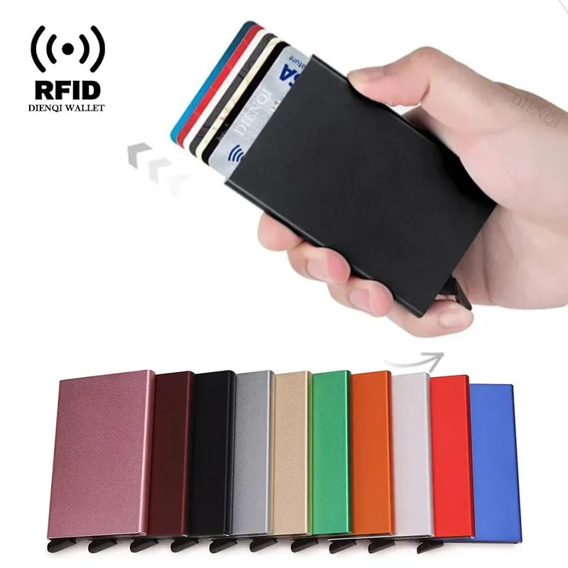 Rfid Credit Card Holder Metal Thin Slim Smart Wallet Men Women Wallets Pop Up Minimalist Small Black Purse Mini Walets for Men Lootquake LLC
