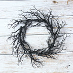 Black Halloween Wreath Artificial Branches Door Garland Wreath Halloween Decorations Scary Home Indoor Outdoor Party Decor Lootquake LLC