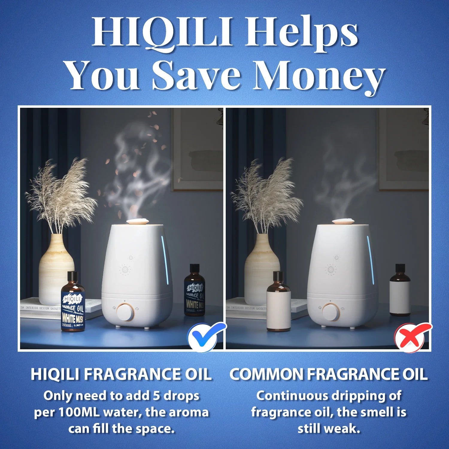 HIQILI 100ML White Musk Fragrance Oil for Diffuser, Humidifier, Candle Soap Making, Massage, Gifts, DIY Product Lootquake LLC