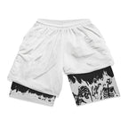 Berserk Skull Print 2 in 1 Running Workout Shorts