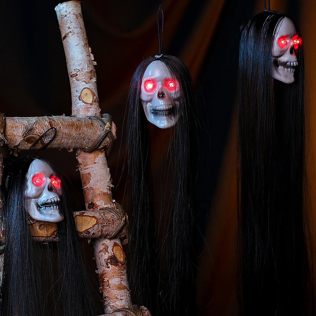Halloween decorations, hanging ghost skulls, gauze, hanging ghost rooms, haunted house decorations, props, terrifying skeletons