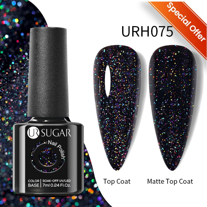 UR SUGAR Blue Color Rubber Base Gel Nail Polish Gold Glitter Base Gel Top Coat Soak Off UV LED Gel Nail Art Varnish Manicure Lootquake LLC