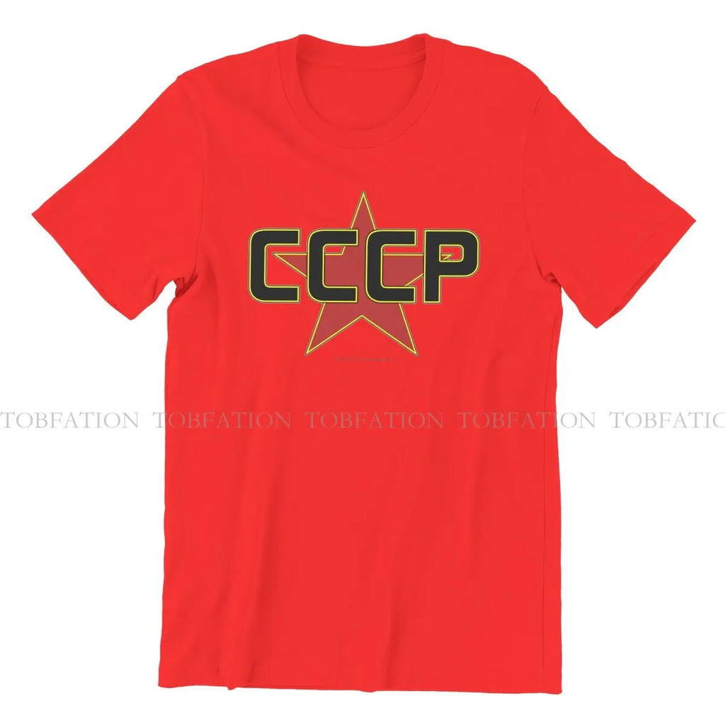Russian USSR CCCP Creative TShirt for Men Over The Red Star  Round Neck Pure Cotton T Shirt Birthday Gifts Streetwear