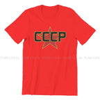 Russian USSR CCCP Creative TShirt for Men Over The Red Star  Round Neck Pure Cotton T Shirt Birthday Gifts Streetwear