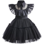 Halloween Wednesday Cosplay Costume 0-6-year-old Baby Fashion Hollow lace princess dress carnival girls black evening dress Lootquake LLC
