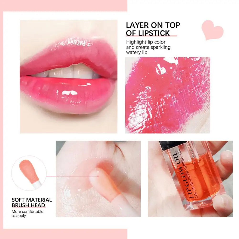Lip Oil Gloss Lip Plumper Makeup Moisturizing NonSticky Tint Water Cosmetics Care Lip Primer Glossy Glitter Balm Sexy J2B4