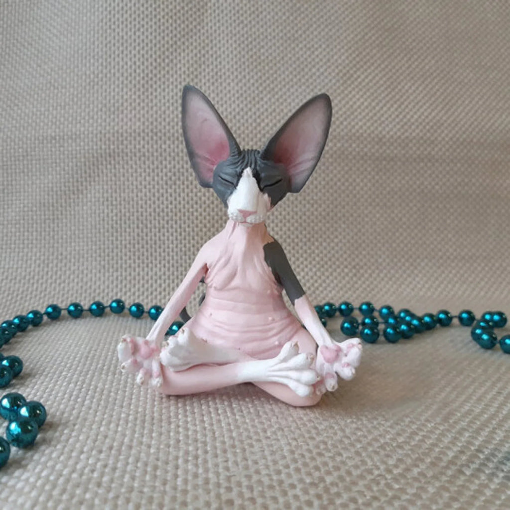 Meditation Yoga Happy Cat Whimsical Buddha Sphinx Cat Statue Art Deco Sculpture Outdoor Garden Statue Lootquake LLC