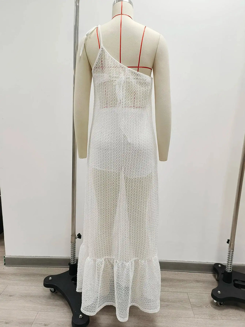 Sexy 3D Flower Long Dress Women 2024 Summer Semi-sheer Party Dresses Elegant Slim One Shoulder Maxi Vestidos Holiday Beach Robe