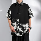 M-5XL Plus Size Mens Short Sleeve Shirt Chinese Traditional Tai Chi Kung Fu Mandarin Collar Frog-Button Clothes Summer Tops Man Lootquake LLC