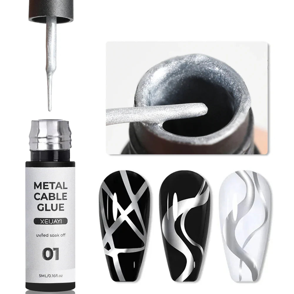 8ml Silver Mirror Metallic Nail Gels Polish UV Soak Off Paint Gel Polish Flower Drawing Gold Superbright Nails Lacquer UV Gel #*