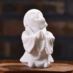 Smile Baby Monk Statue Buddha Sculpture Meditation Sitting Buddha Thailand Fengshui Buddha Figurines for Decor Nature Sandstone Lootquake LLC