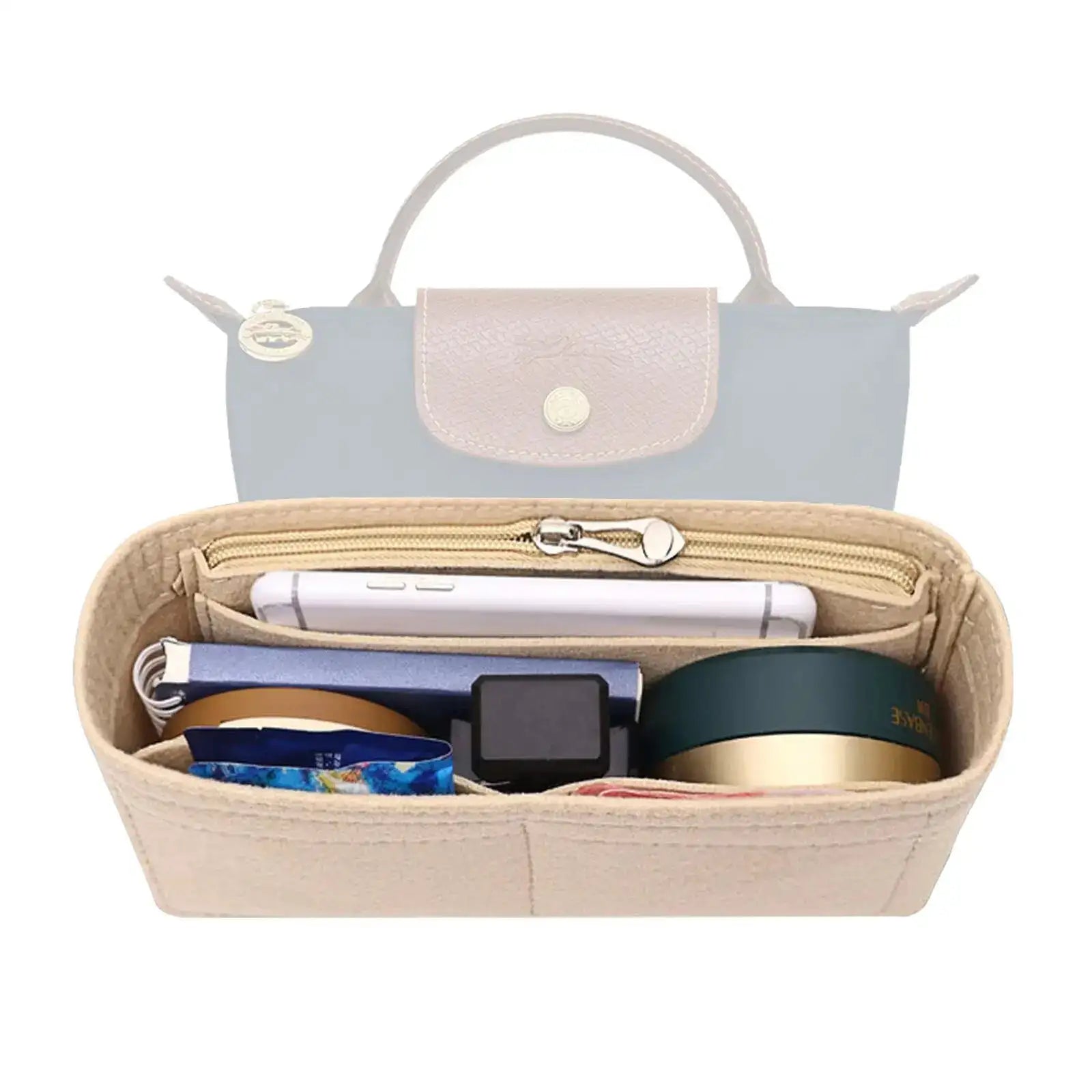 Felt Insert Bag Organizer Bag In Bag For Handbag Purse Organizer for Longchamp Mini Shoulder Bag