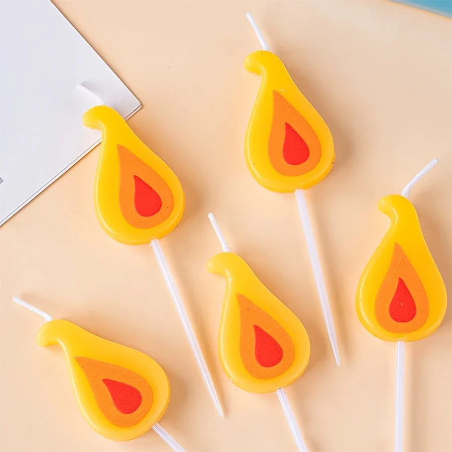 Yellow Flame Cake Candle Retro Cartoon Flame Candle Birthday Candle Internet Celebrity Christmas Decoration Lootquake LLC