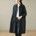 9290 Spring Fall Trench Coat Women Mid Length Windbreaker Single-breasted Double Pockets Casual Loose Overcoat Female Outerwear