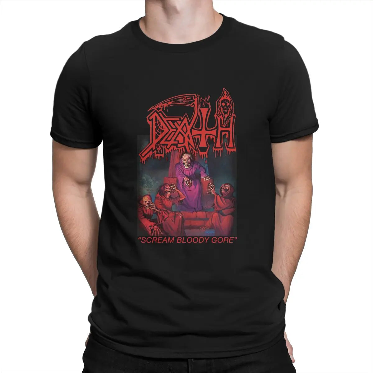 Funny Death Scream Bloody Gore T-Shirt Men Round Neck 100% Cotton T Shirts Sabbath Short Sleeve Tee Shirt Gift Tops Lootquake LLC