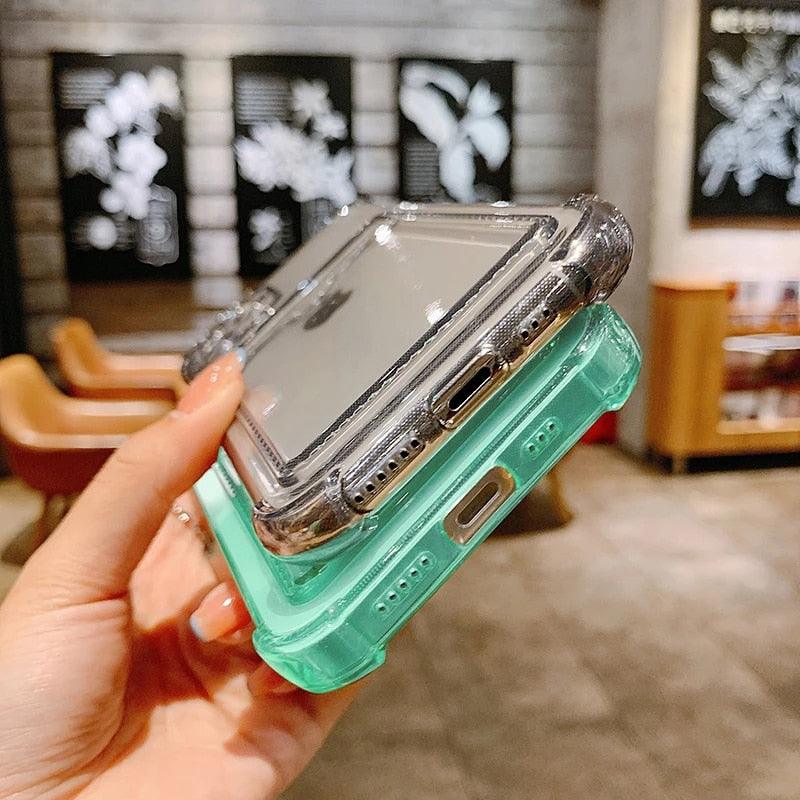 Transparent Card Slot Holder Case For iPhone11 13 12 Pro Max X XS XR Max 8 Plus Clear Shockproof Soft Wallet Cover Clear Case with Card Slot Slim Fit Shockproof Soft Protective Case Stevvex