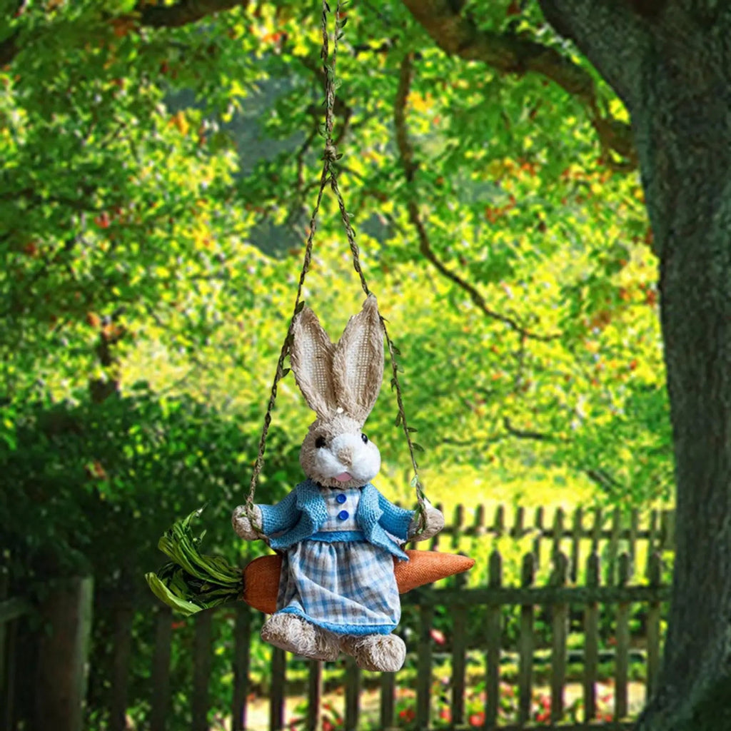 Easter Bunny Pendant Swing Rabbit Hanging Ornament for Dining Room Holiday Collections Display Home Decor Wedding Party Art Gift Lootquake LLC