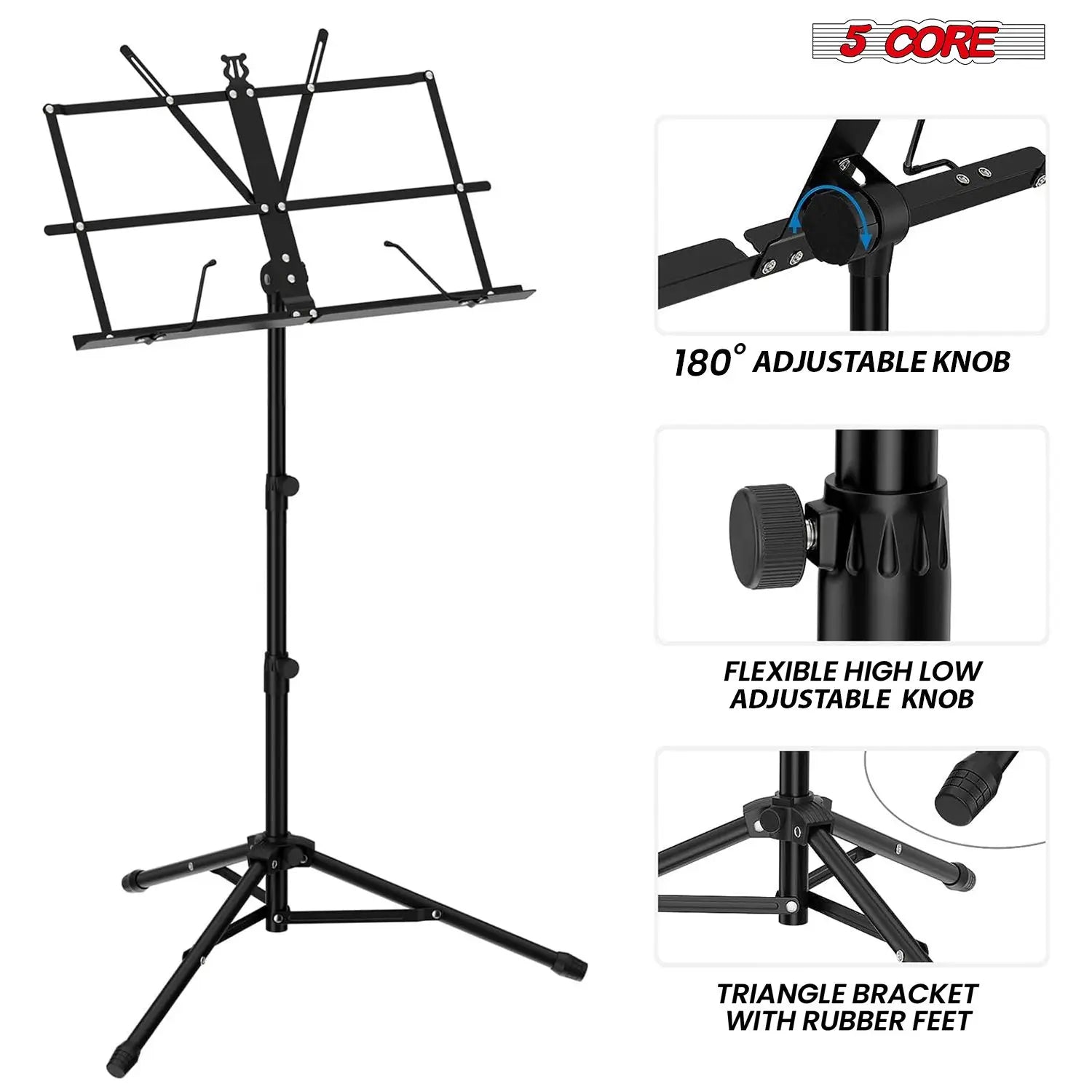 All Metal Portable Sheet Music Holder Stand Adjustable Desktop Book Stands Foldable Bookstand-MUS FLD BLK Lootquake LLC