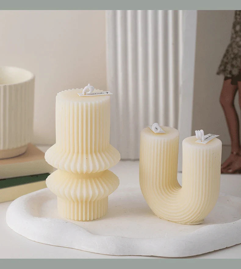 U Shaped Candle Scented Candles Ribbed Aesthetic Home Decorative Candles Smokeless Personalized Candles Guest Gift Lot Lootquake LLC