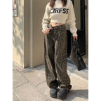Vintage Leopard Print Pantalon Femme Wide Leg Pants Women High Waist Straight Y2k Jeans Casual Fashion Korean  Jean Trousers Lootquake LLC