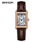 SANDA 1116 New Fashion 2024 Elegant Design Rectangle Dial Water Resistant Quartz Movement Business Women Analog Wrist Watch