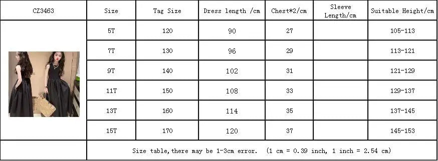 Girls Dresses 2024 New Fashionable Girls' Summer High End Black Solid Long Dress for Children's Summer Sleeveless Vest Dress
