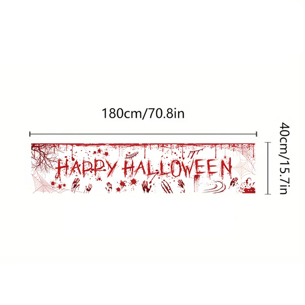 Halloween Theme Party 1.8m Banner Pumpkin Bloodstains Happy Halloween Outdoors Indoor Yard Hanging Decor Supplies Lootquake LLC