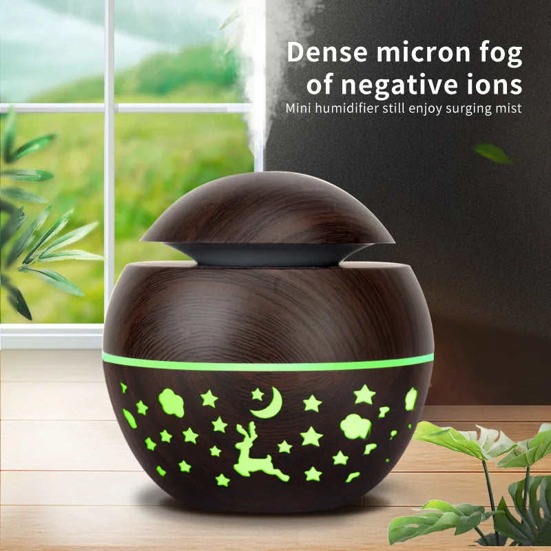 2024 Home Mushroom Head Bedroom Air Purifier USB Desktop Nebulizer Wood Texture Personalized Aromatherapy Machine Humidifier Lootquake LLC