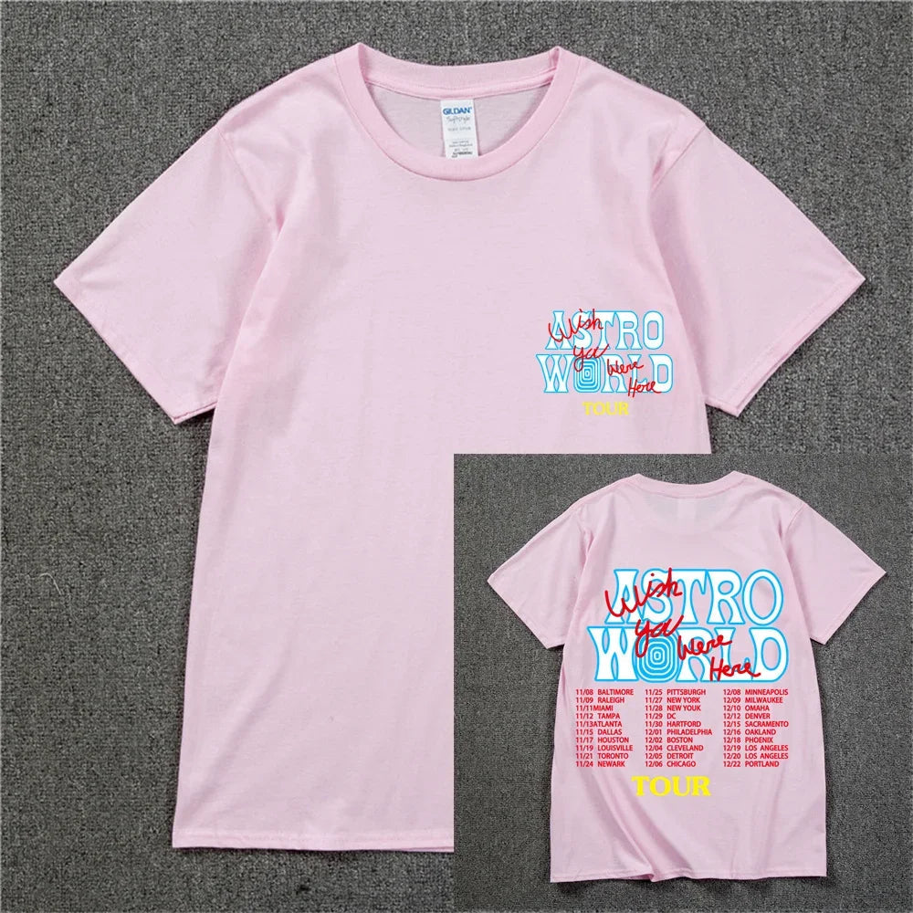 New Summer Hip Hop T Shirt Men Women Cactus Jack Harajuku T-Shirts WISH YOU WERE HERE Letter Print Tee Tops Lootquake LLC