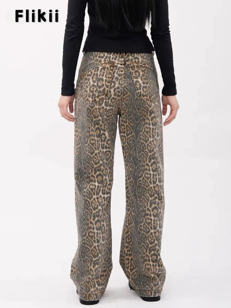 Y2k Vintage Leopard Print Loose Women Jeans Autumn New Classic Straight High Waist Slim Casual Fashion Female Jeans 2024 New Lootquake LLC