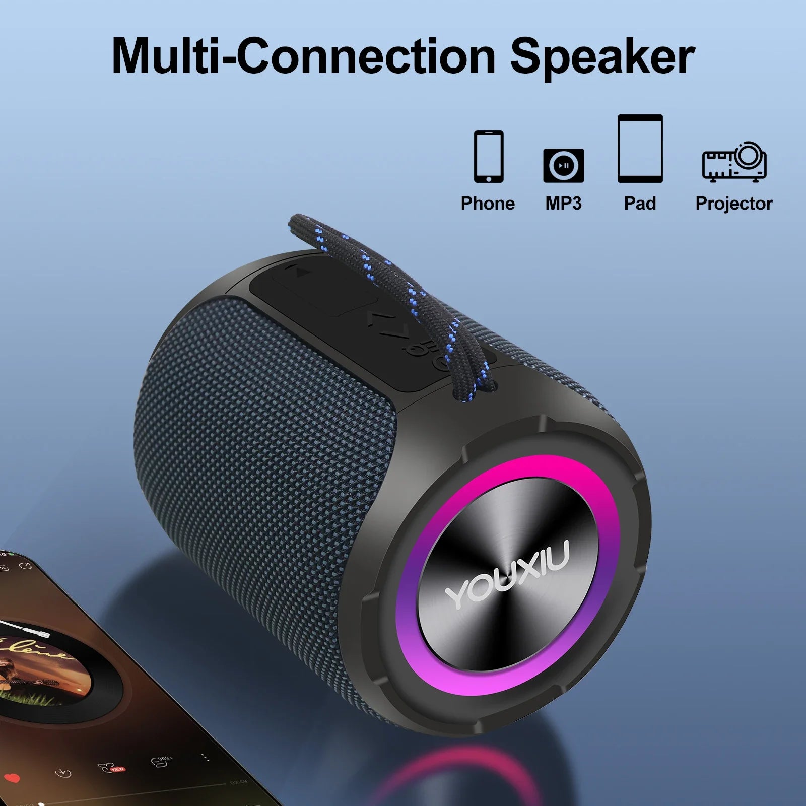 Portable Bluetooth Speaker BT5.0 IPX7 Waterproof Stereo Music Surround Wireless Speaker With LED Light Subwoofer Outdoor Speaker Lootquake LLC