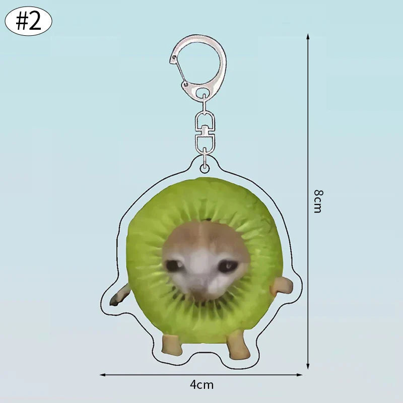 Funny Banana Cat Key Chain Creative Acrylic Happy Cats Schoolbag Pendant Bag Accessories DIY Mobile phone Lanyard Student Gift Lootquake LLC