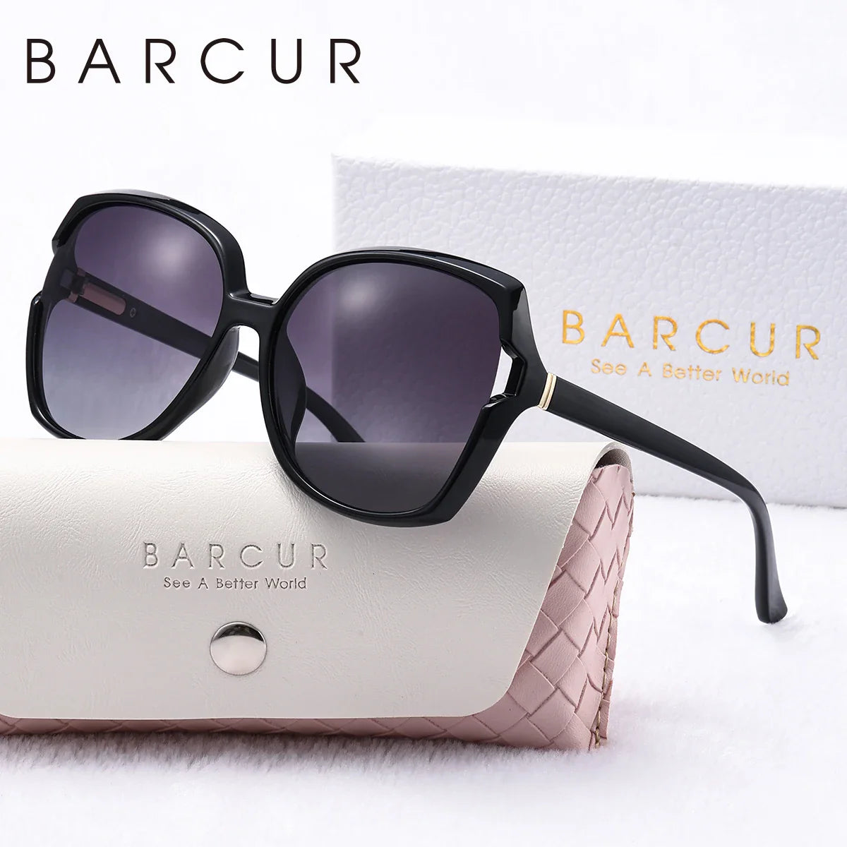 BARCUR Women’s Gradient Butterfly Frame Polarized Fashionable Sunglasses – Trendy Elegant Large PC Elliptical Design with UV400 Protection for Summer Travel Beach Shopping & Summer Style – White Gift Box Included Stevvex
