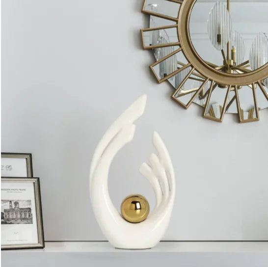 Abstract Ceramic Sculpture Golden Art Statue Modern Home Decor Accessories Living Room Desk Office Supplies Crafts Gifts