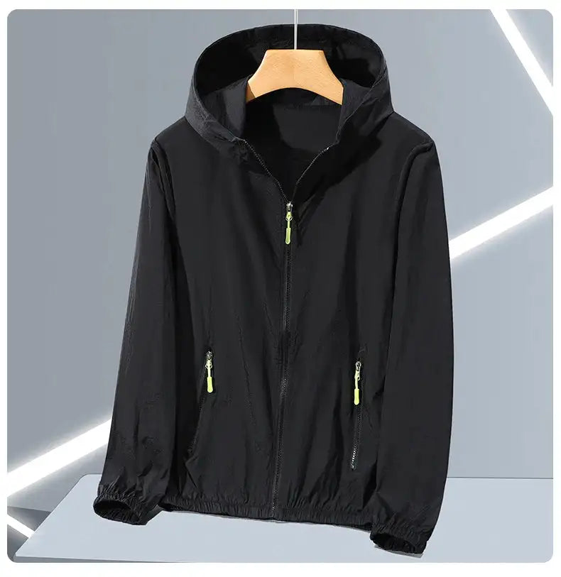 2023 Summer Men's Windbreaker Big Size Sun Protection Clothing Korean Style Ultra-thin Streetwear Zipper Hooded Jackets Man