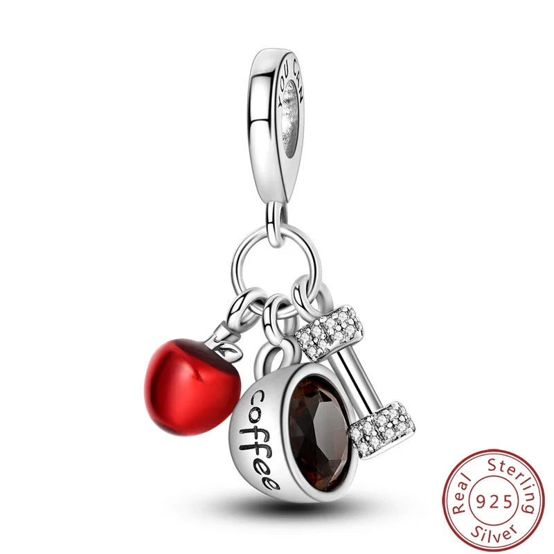 S925 Sterling Silver Princess Golf Hamster Camera Travel Three Piece Set Charms Beads 3mm DIY Fine Jewelry Making Lootquake LLC