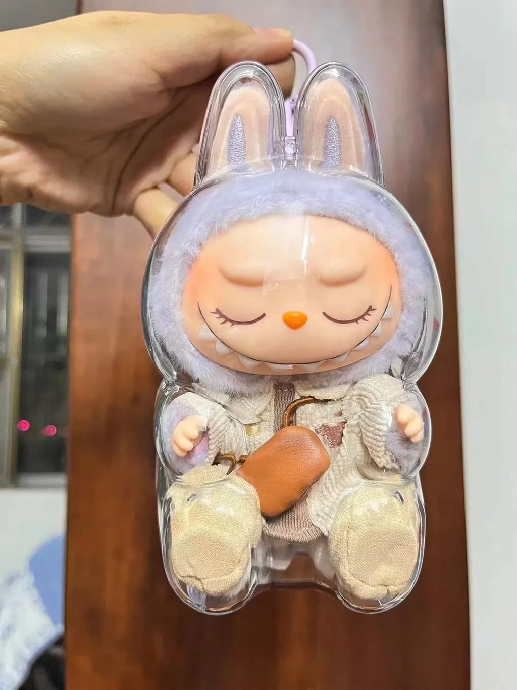 LABUBU V1 V2 transparent protective shell macaron standing protective cover dust cover doll labubu protector case Lootquake LLC