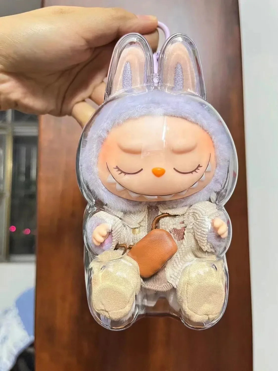 LABUBU V1 V2 transparent protective shell macaron standing protective cover dust cover doll labubu protector case Lootquake LLC