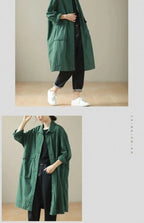 9290 Spring Fall Trench Coat Women Mid Length Windbreaker Single-breasted Double Pockets Casual Loose Overcoat Female Outerwear