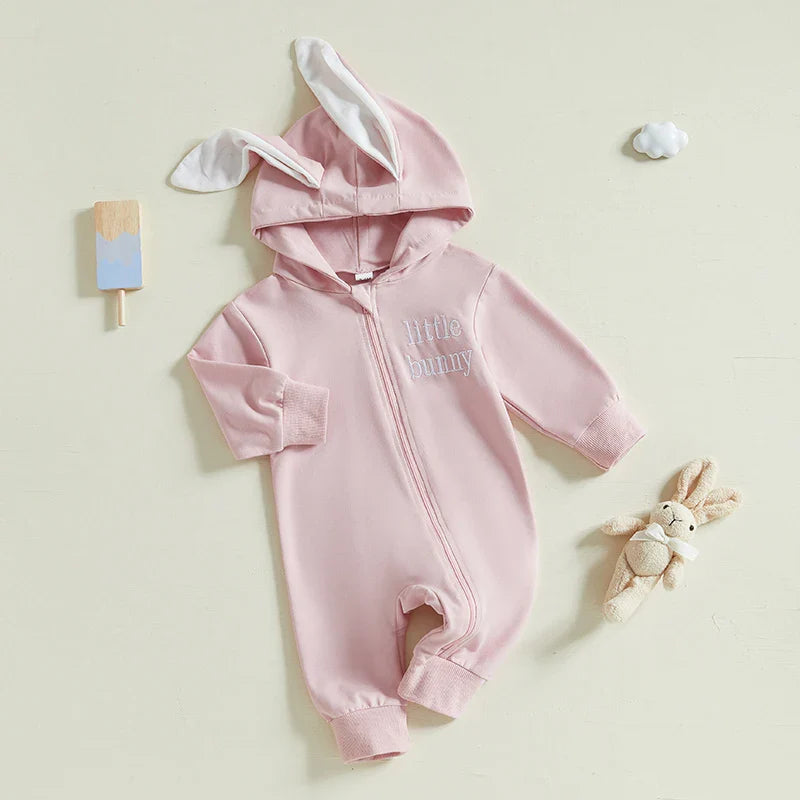 Adorable Infant Easter Romper with Hood Zipper Closure and Bunny Ears - Long Sleeve  for Spring Celebrations Lootquake LLC