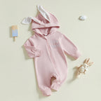 Adorable Infant Easter Romper with Hood Zipper Closure and Bunny Ears - Long Sleeve  for Spring Celebrations Lootquake LLC