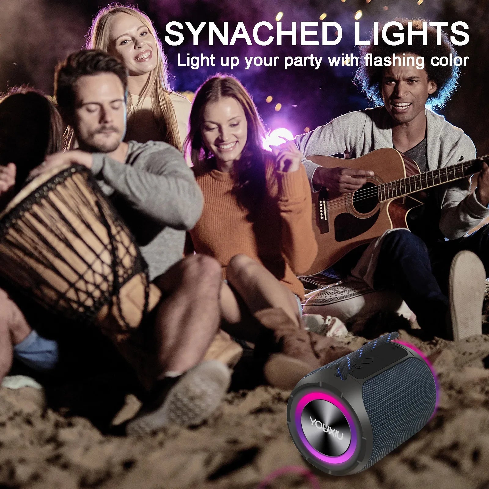 Portable Bluetooth Speaker BT5.0 IPX7 Waterproof Stereo Music Surround Wireless Speaker With LED Light Subwoofer Outdoor Speaker Lootquake LLC