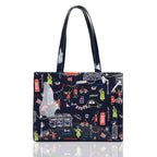 Cartton Print PVC Reusable Women's Shopping Bag Eco Friendly Flower Shopper Handbag Casual Female Student Shoulder Book Purse