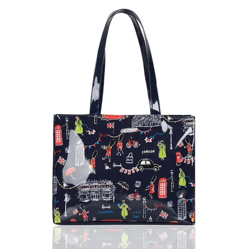 Cartton Print PVC Reusable Women's Shopping Bag Eco Friendly Flower Shopper Handbag Casual Female Student Shoulder Book Purse