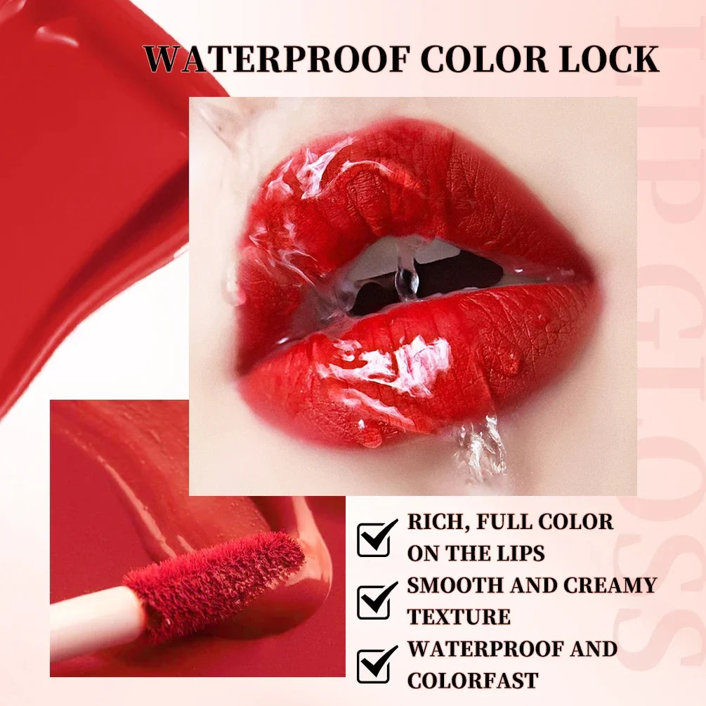 QIBEST 10 Colors Nude Matte Liquid Lipstick Waterproof Silky Lip Gloss Non-Stick Cup Lasting Purple Red Lip Tint Durable Makeup Lootquake LLC