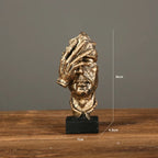 New Creative Abstract Silence Is Gold Abstract Figurine Resin Hand Face Men Statue Sculpture Home Office Living Room Desk Decor Lootquake LLC